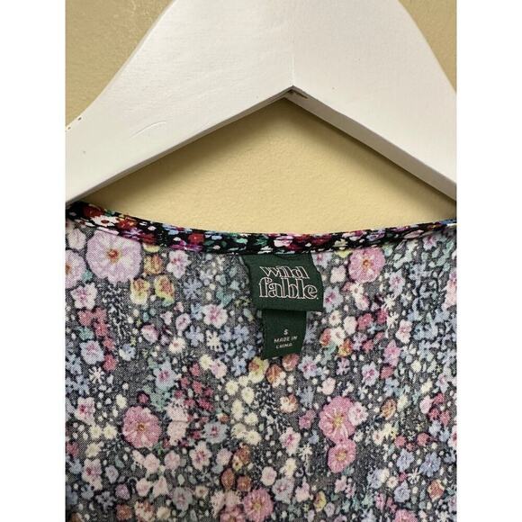 Wild Fable Size S Floral Print Short Sleeve Tiered Babydoll Mini Dress Purple - Picture 4 of 12